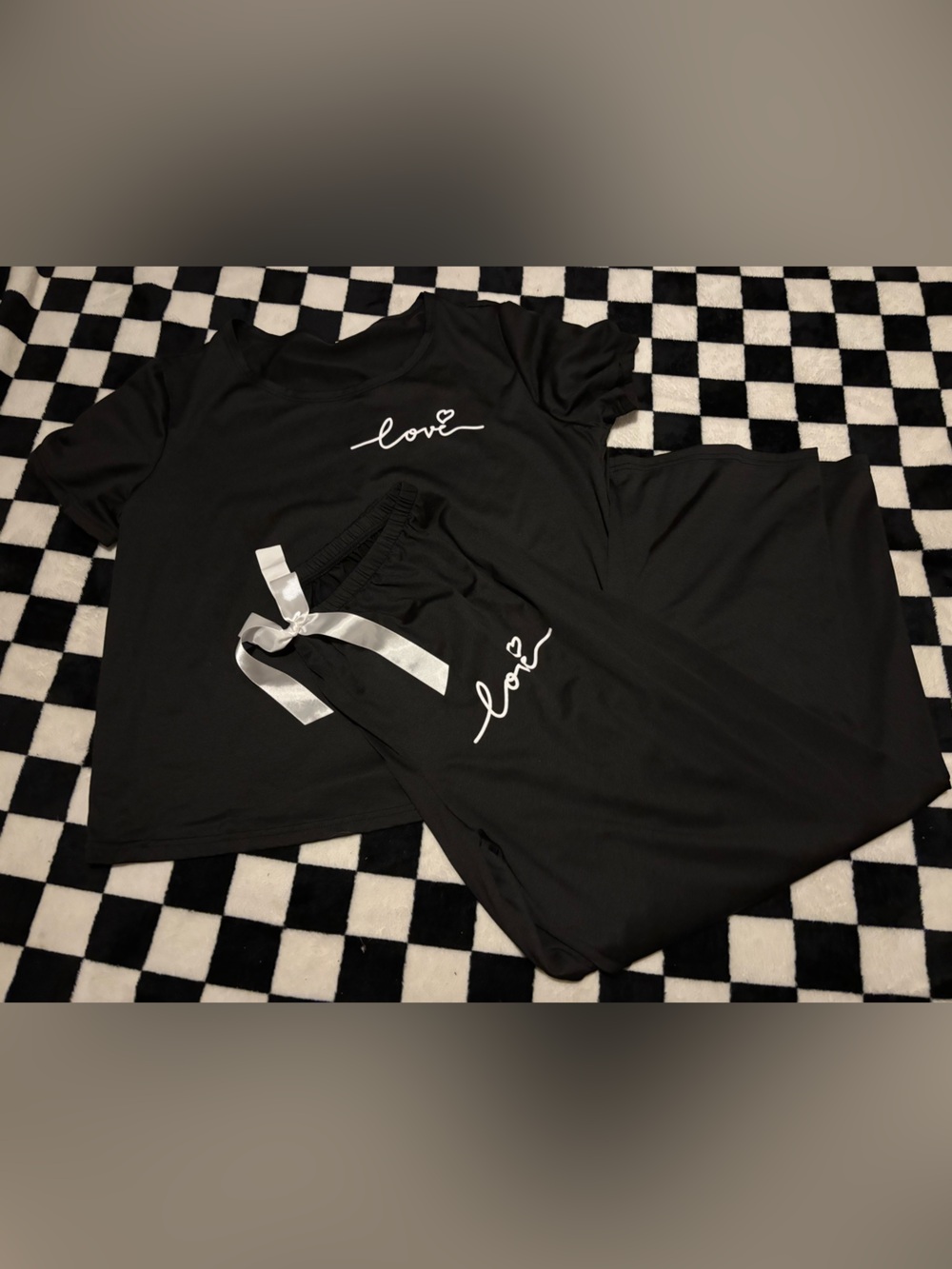 Ladies large black love pjs